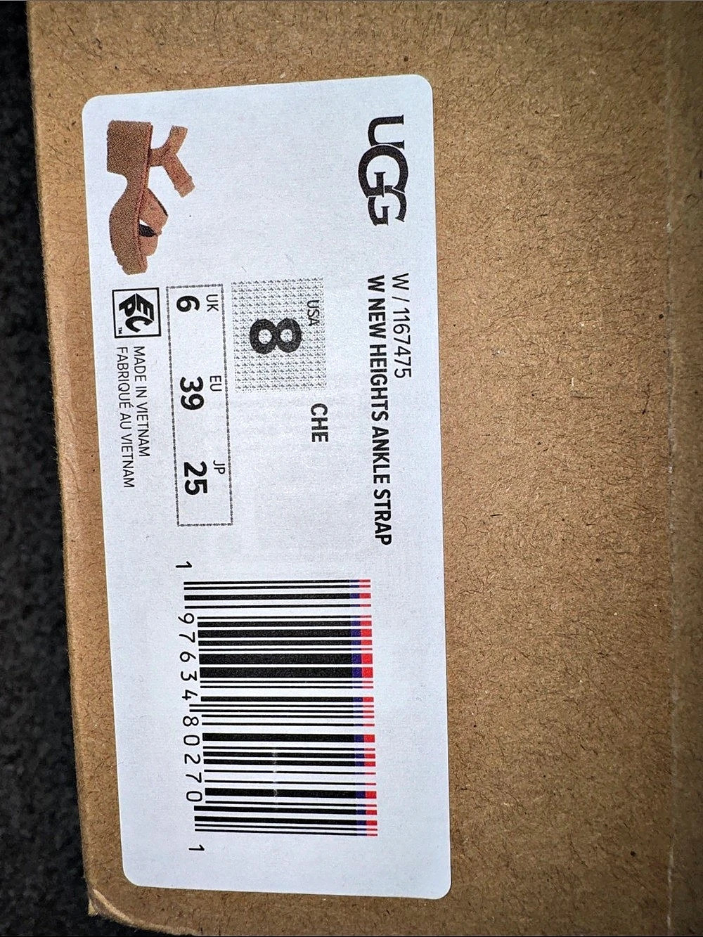 UGG New Heights Ankle Strap Wedge Sandals Brown US 8 - Picture 6 of 6